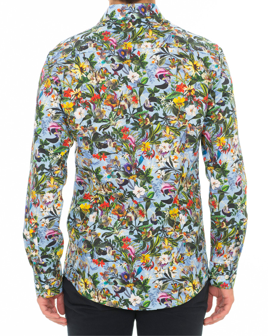 Heren | Overhemden | Eton | Slim Fit Twill Printed Flower Shirt Blue Green