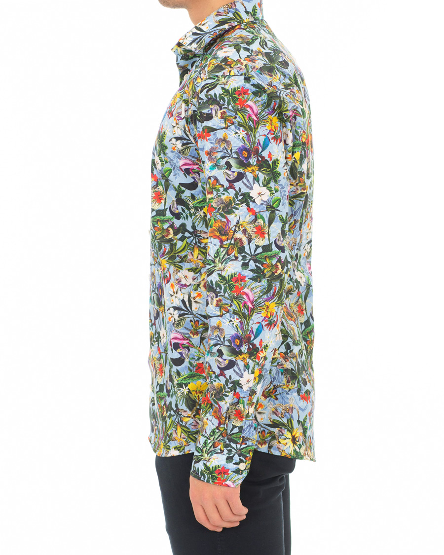 Heren | Overhemden | Eton | Slim Fit Twill Printed Flower Shirt Blue Green