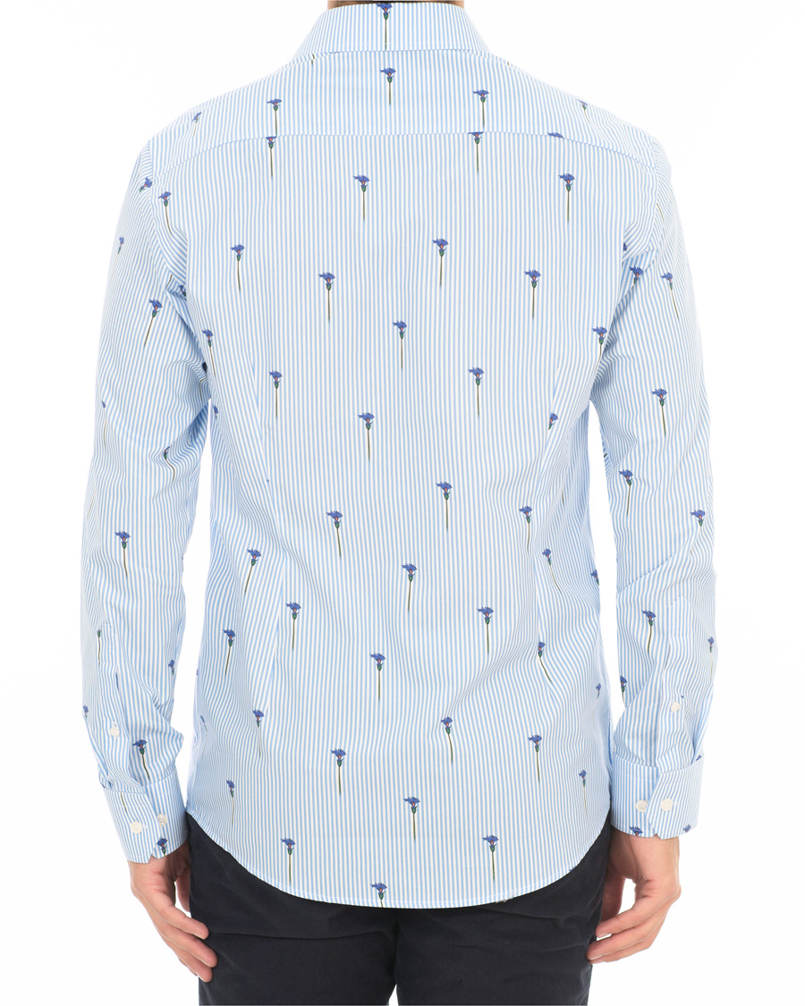 Heren | Overhemden | Eton | Slim Fit Poplin Flower Printed Striped Shirt White