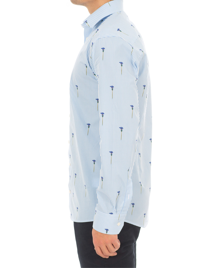 Heren | Overhemden | Eton | Slim Fit Poplin Flower Printed Striped Shirt White