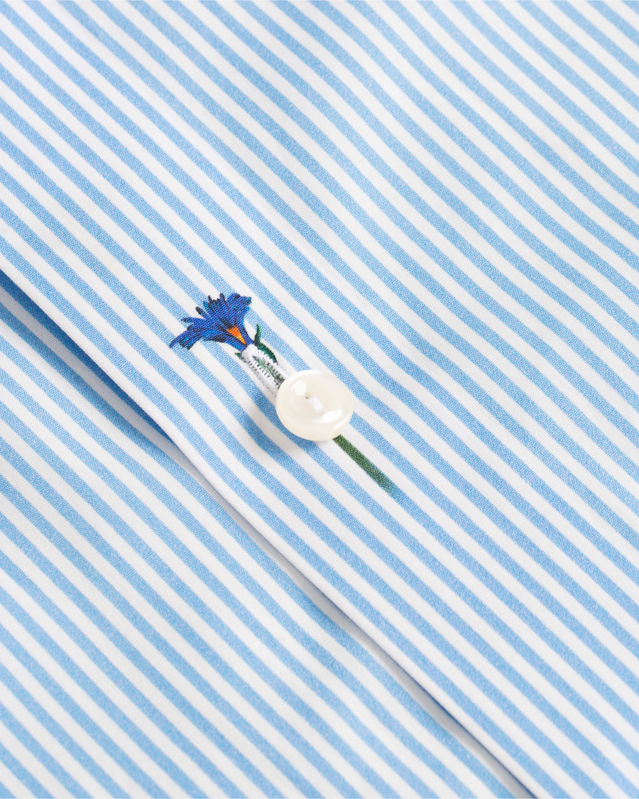 Heren | Overhemden | Eton | Slim Fit Poplin Flower Printed Striped Shirt White