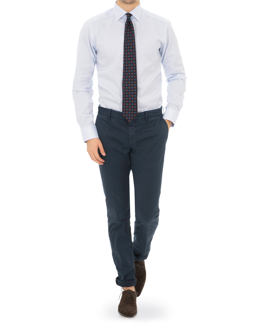 Heren | Overhemden | Eton | Slim Fit Micro Pattern Cutaway Shirt Light Blue