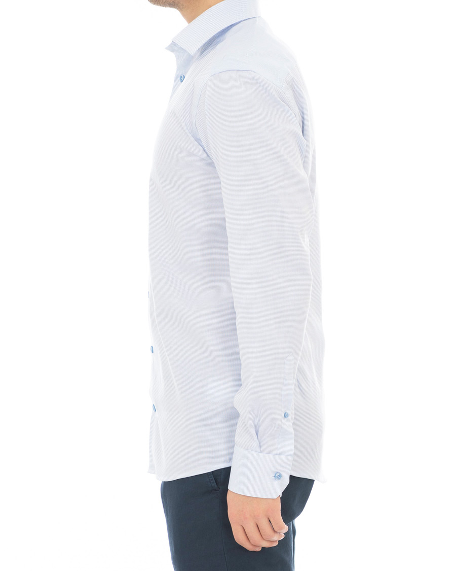 Heren | Overhemden | Eton | Slim Fit Micro Pattern Cutaway Shirt Light Blue