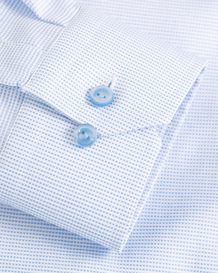 Heren | Overhemden | Eton | Slim Fit Micro Pattern Cutaway Shirt Light Blue