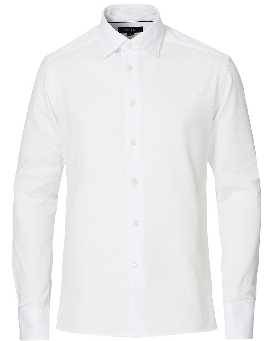 Heren | Overhemden | Eton | Slim Fit Jersey Button Under Shirt White