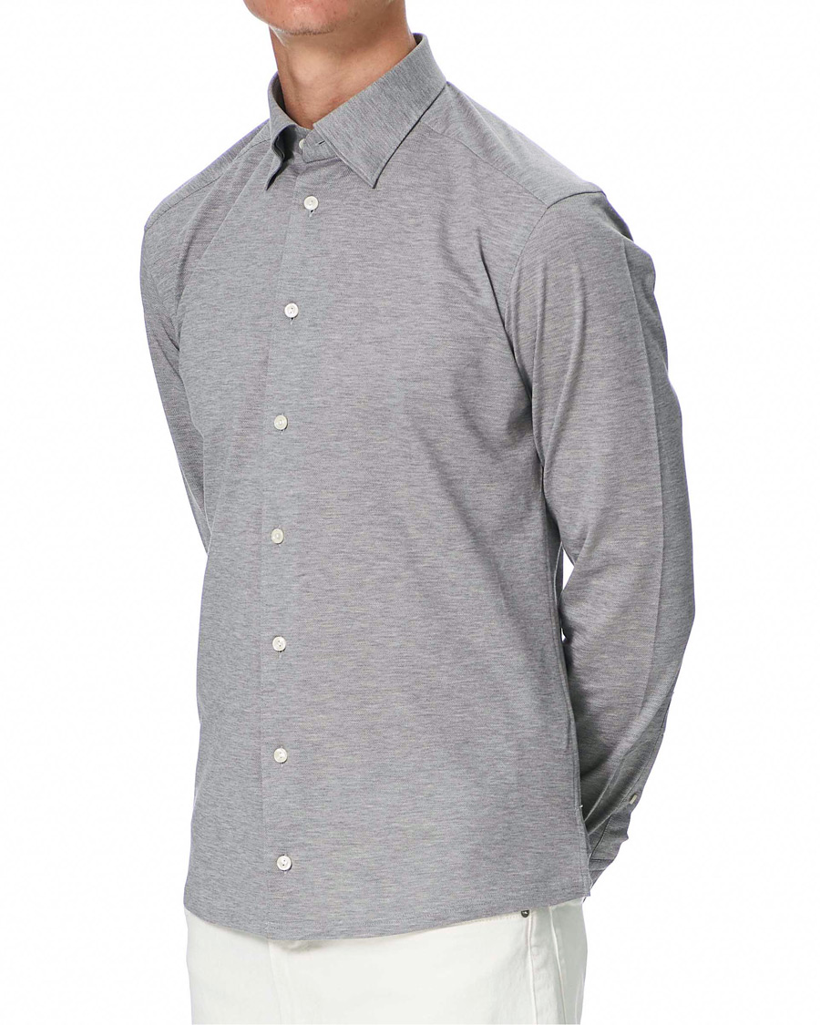 Heren | Overhemden | Eton | Slim Fit Jersey Button Under Shirt Grey