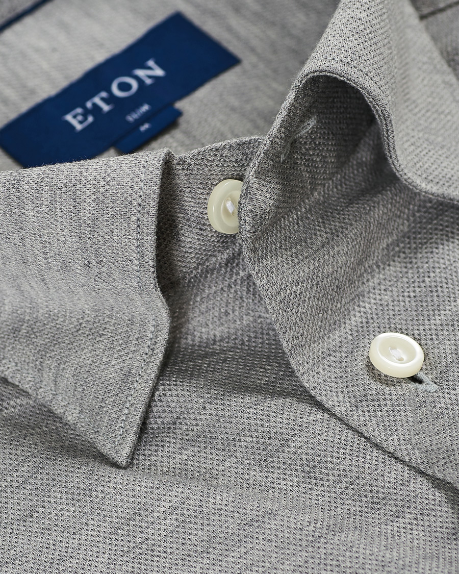 Heren | Overhemden | Eton | Slim Fit Jersey Button Under Shirt Grey