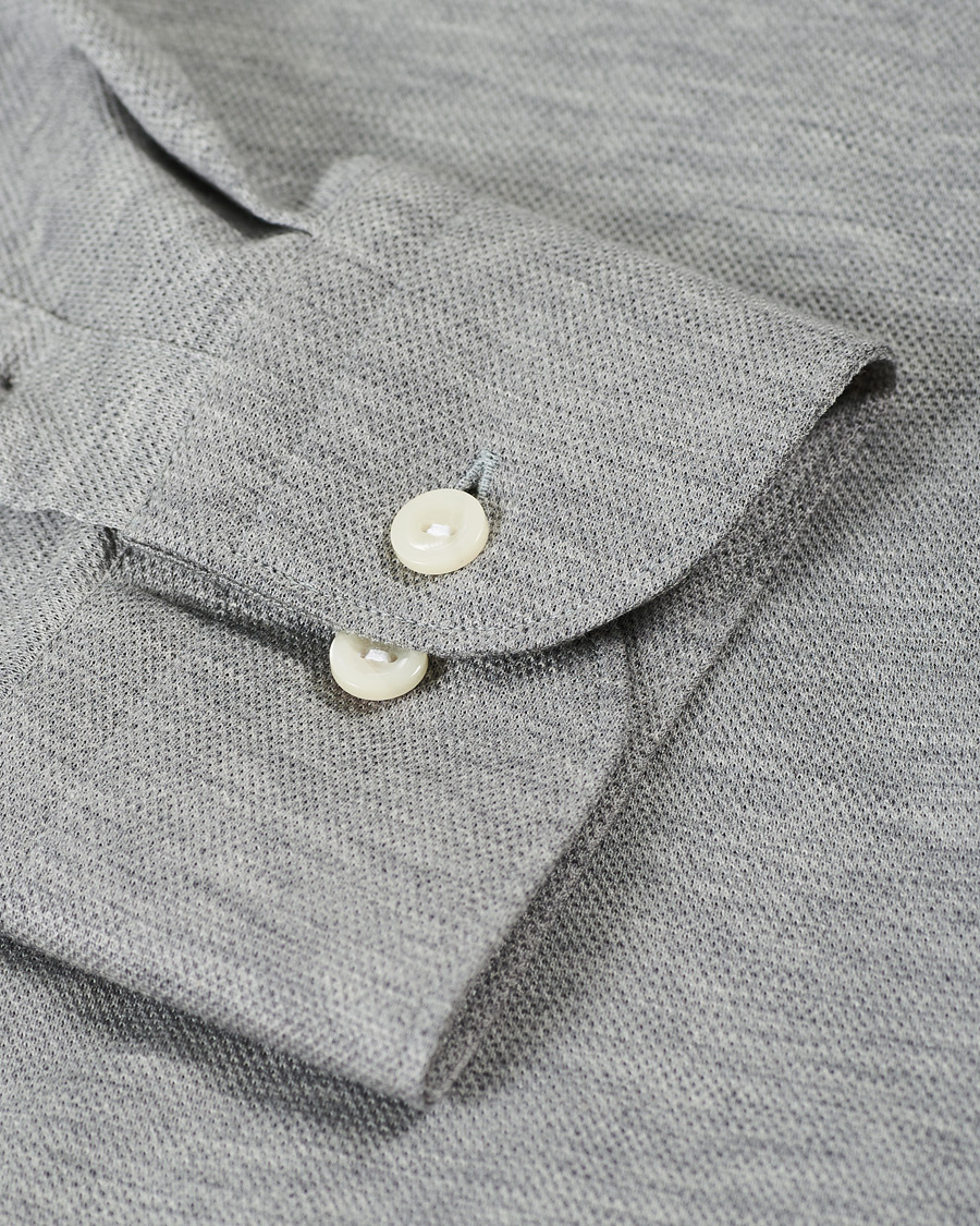 Heren | Overhemden | Eton | Slim Fit Jersey Button Under Shirt Grey