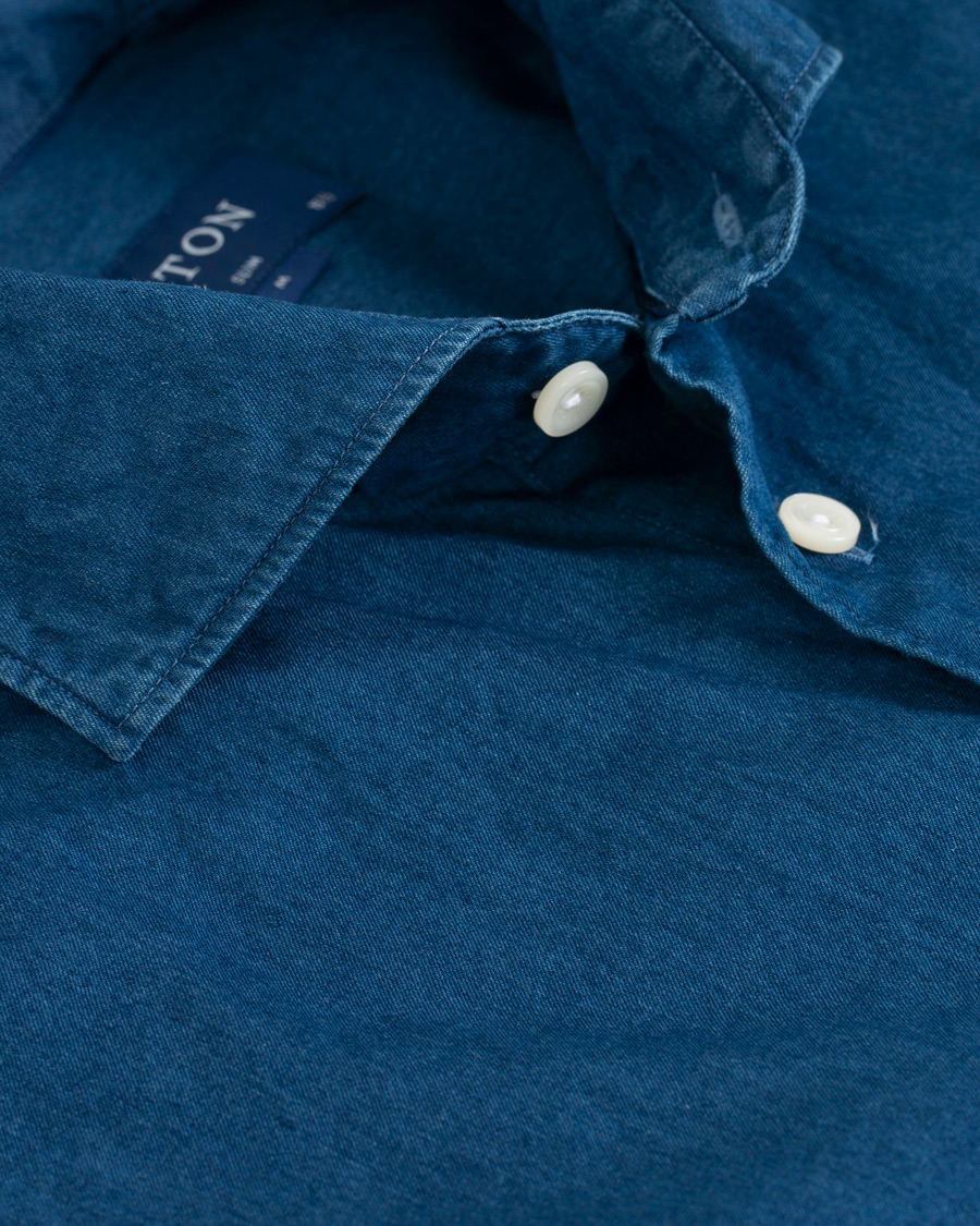 Heren | Overhemden | Eton | Slim Fit Twill Extreme Cutaway Shirt Dark Blue