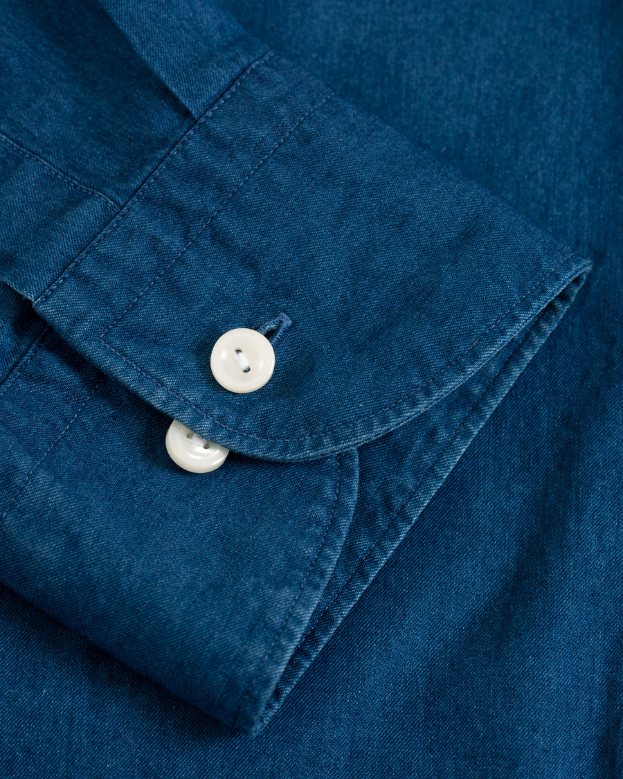 Heren | Overhemden | Eton | Slim Fit Twill Extreme Cutaway Shirt Dark Blue