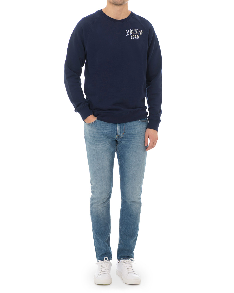 Heren | Truien | GANT | Summer Logo Crew Neck Sweatshirt Evening Blue