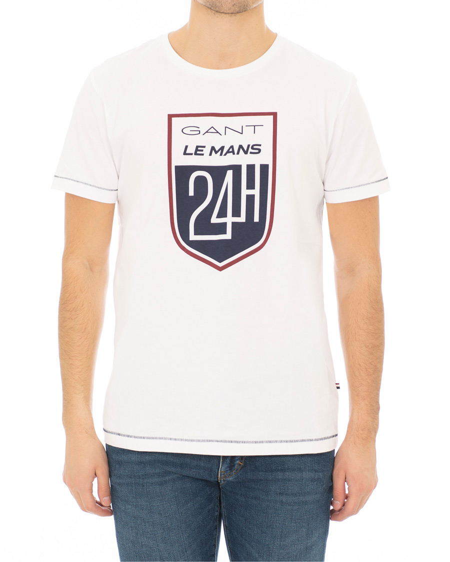 Heren | T-shirts | GANT | Le Mans Crew Neck Tee White