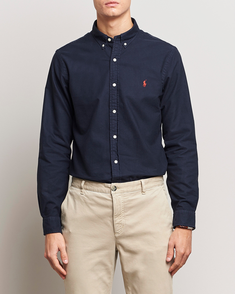 Heren | Oxford overhemden | Polo Ralph Lauren | Slim Fit Garment Dyed Oxford Shirt Navy