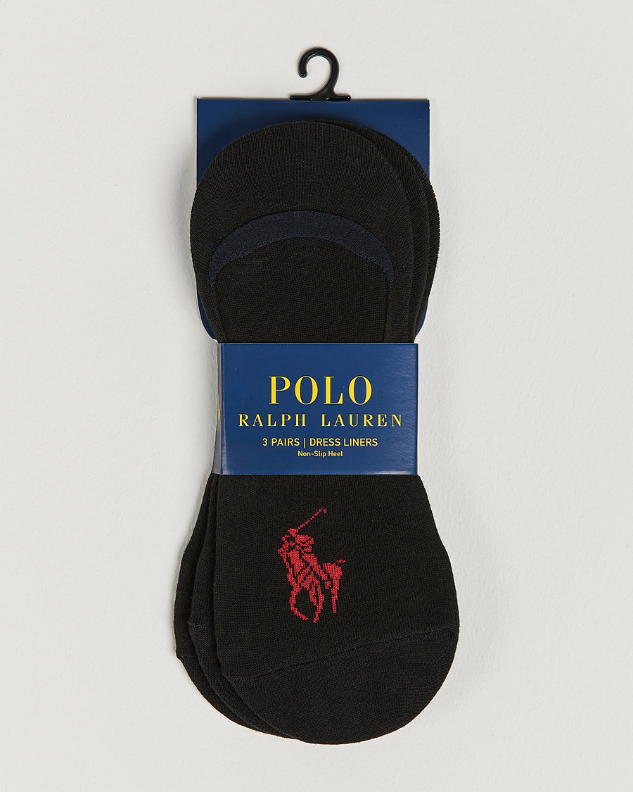 Heren | Ondergoed | Polo Ralph Lauren | 3-Pack No Show Big Pony Socks Black