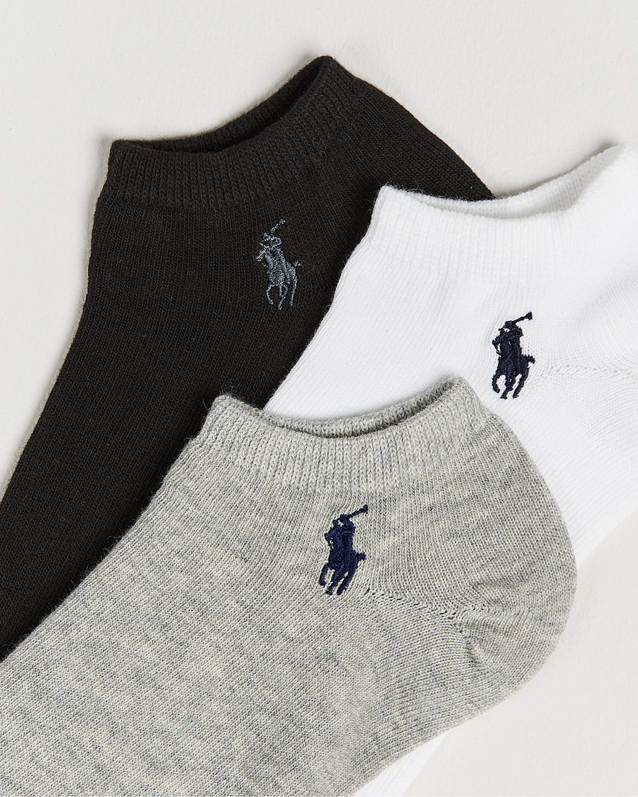 Heren | Preppy Authentic | Polo Ralph Lauren | 3-Pack Ghost Sock Black/Grey/White