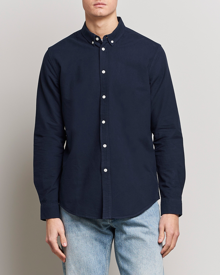 Heren | Overhemden | Samsøe Samsøe | Liam Button Down Shirt Dark Sapphire