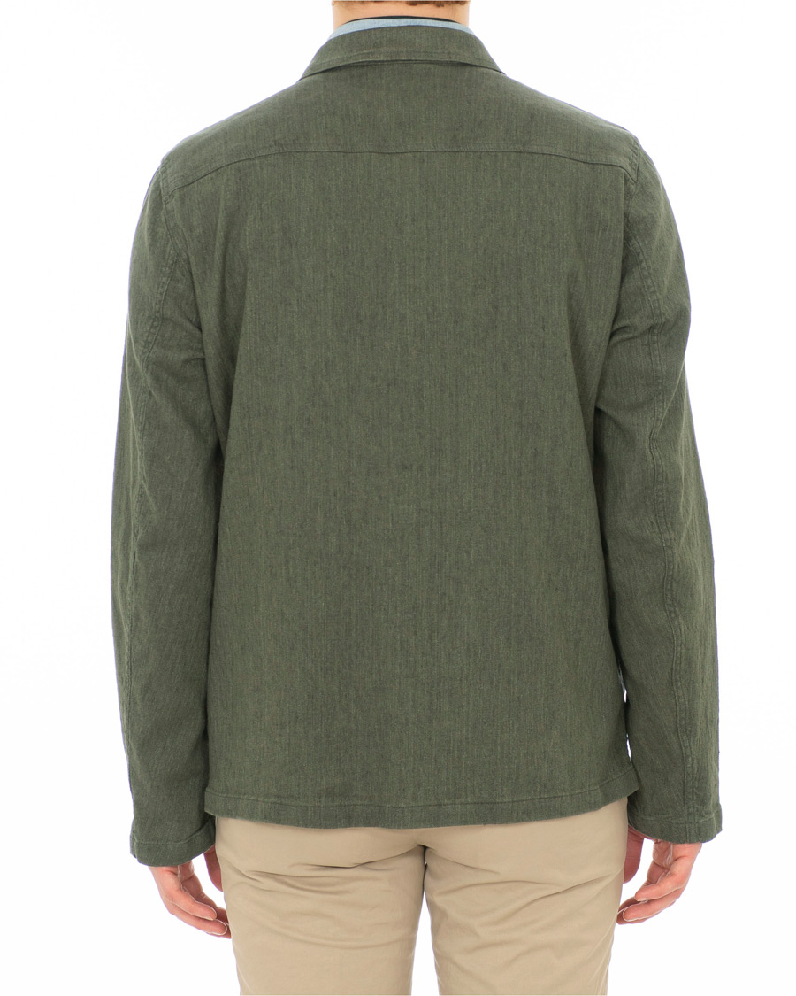 Heren | Overhemden | Oscar Jacobson | Holger Cotton/Linen Shirt Jacket Green