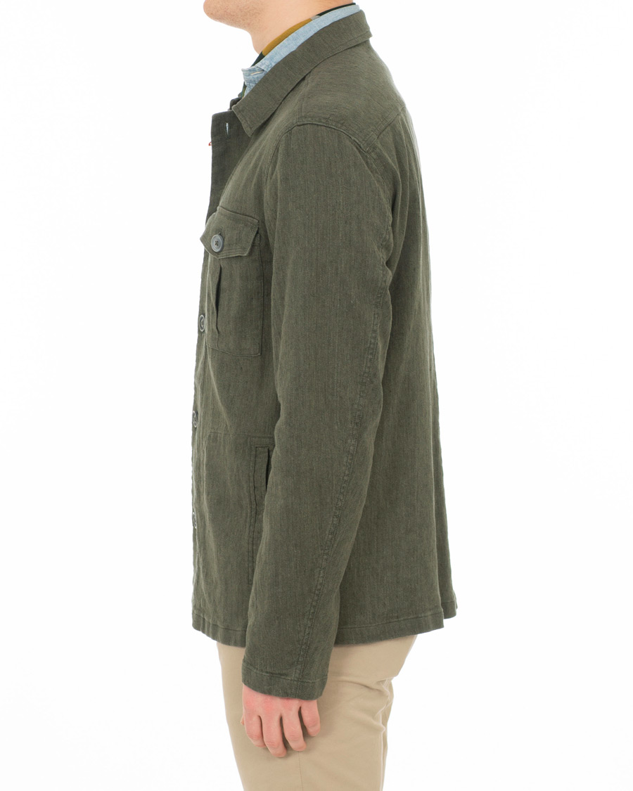 Heren | Overhemden | Oscar Jacobson | Holger Cotton/Linen Shirt Jacket Green