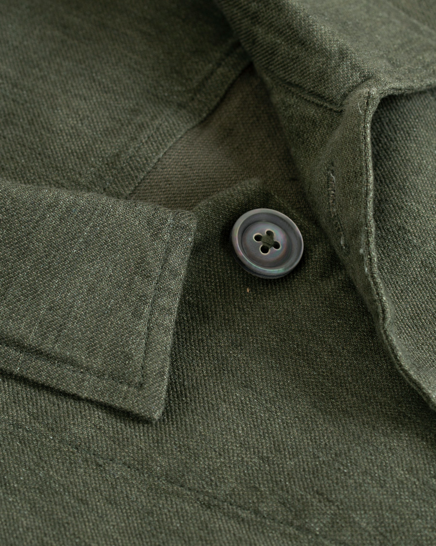 Heren | Overhemden | Oscar Jacobson | Holger Cotton/Linen Shirt Jacket Green