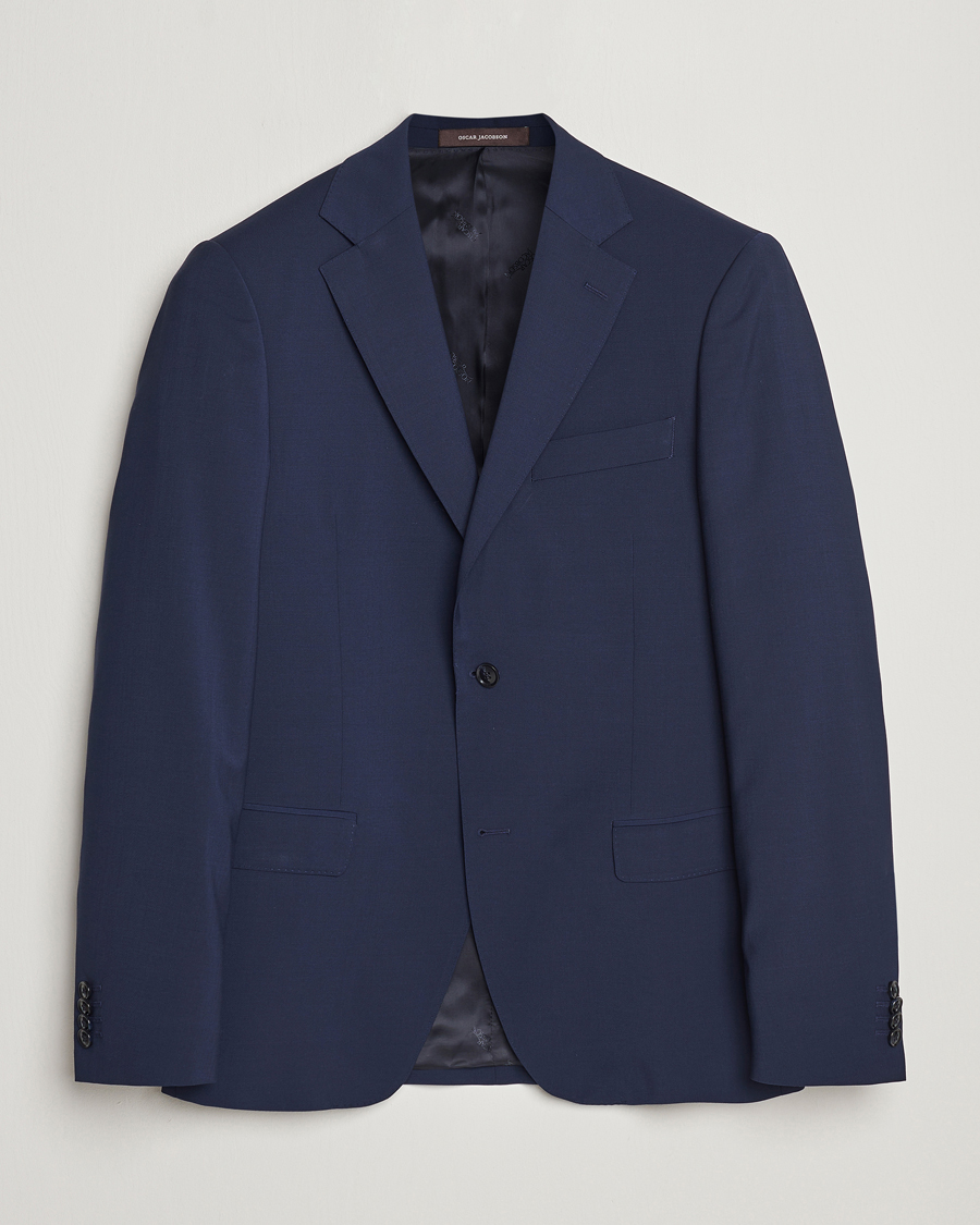 Heren | Blazers | Oscar Jacobson | Edmund Wool Stretch Blazer Blue