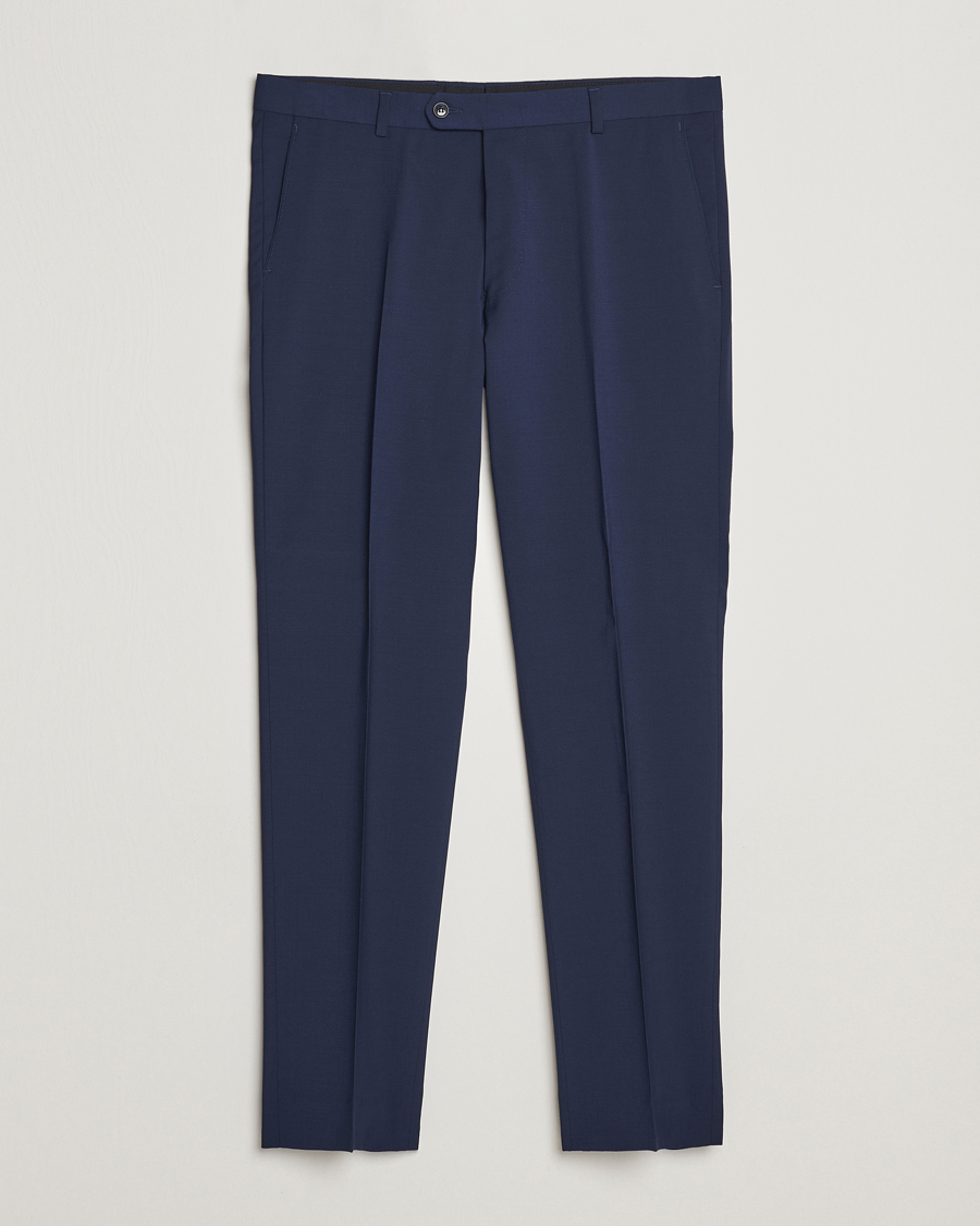 Heren | Broeken | Oscar Jacobson | Denz Wool Stretch Trousers Blue