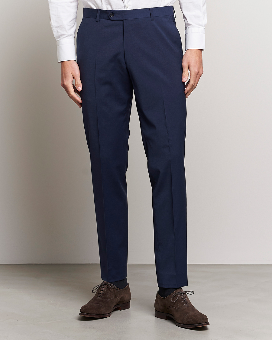 Heren | Oscar Jacobson | Oscar Jacobson | Denz Wool Stretch Trousers Blue