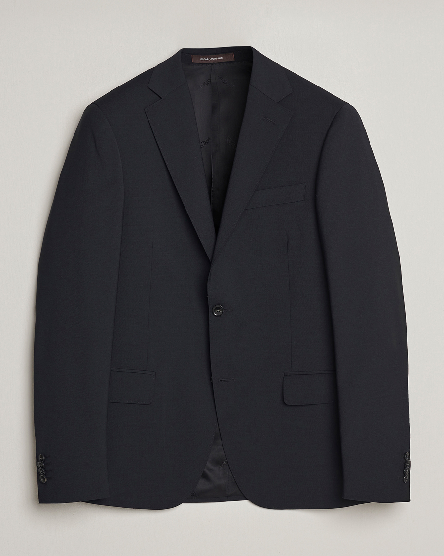 Heren | Blazers | Oscar Jacobson | Edmund Wool Stretch Blazer Black