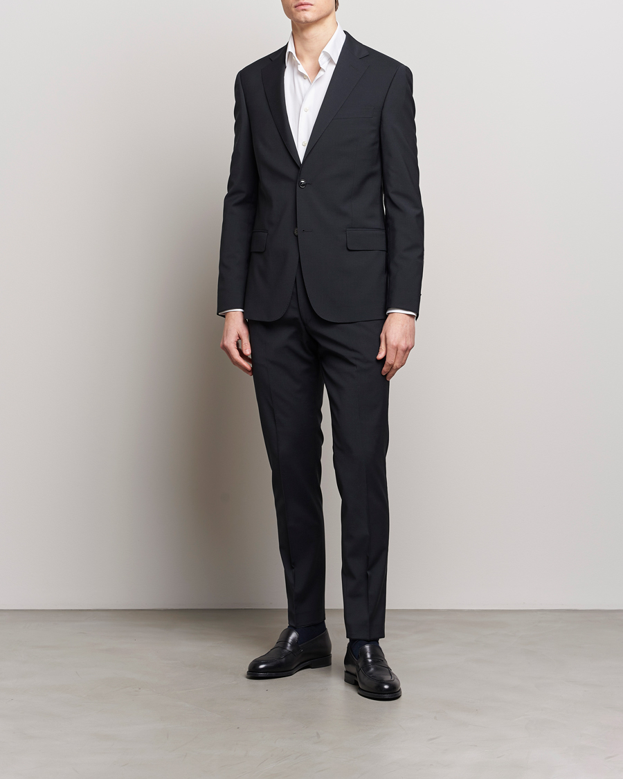 Heren | Blazers | Oscar Jacobson | Edmund Wool Stretch Blazer Black