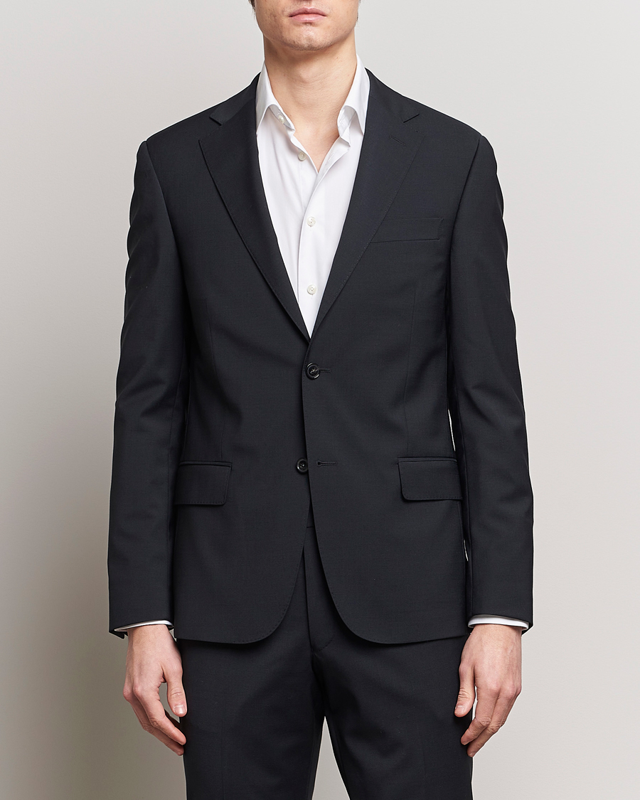 Heren | Business & Beyond | Oscar Jacobson | Edmund Wool Stretch Blazer Black