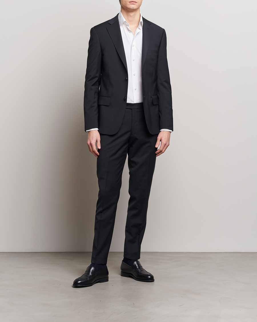 Heren | Broeken | Oscar Jacobson | Denz Wool Stretch Trousers Black