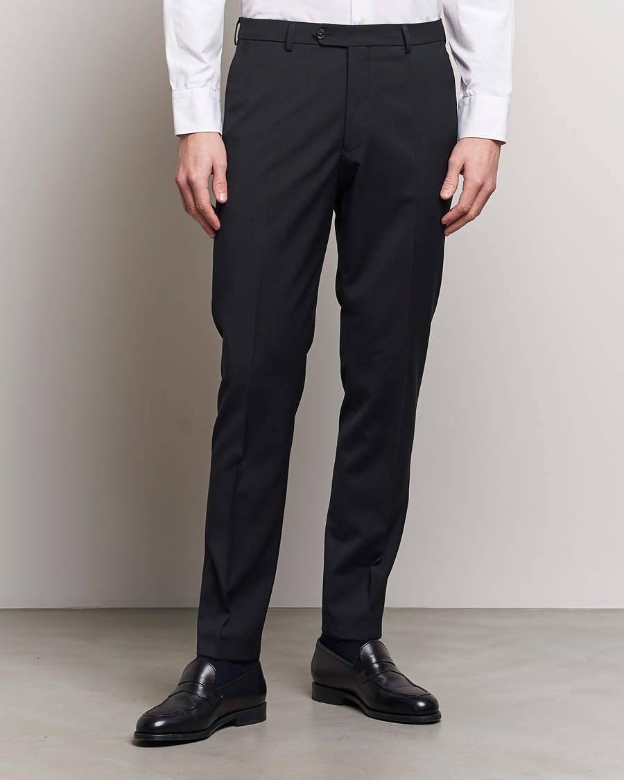 Heren | Afdelingen | Oscar Jacobson | Denz Wool Stretch Trousers Black