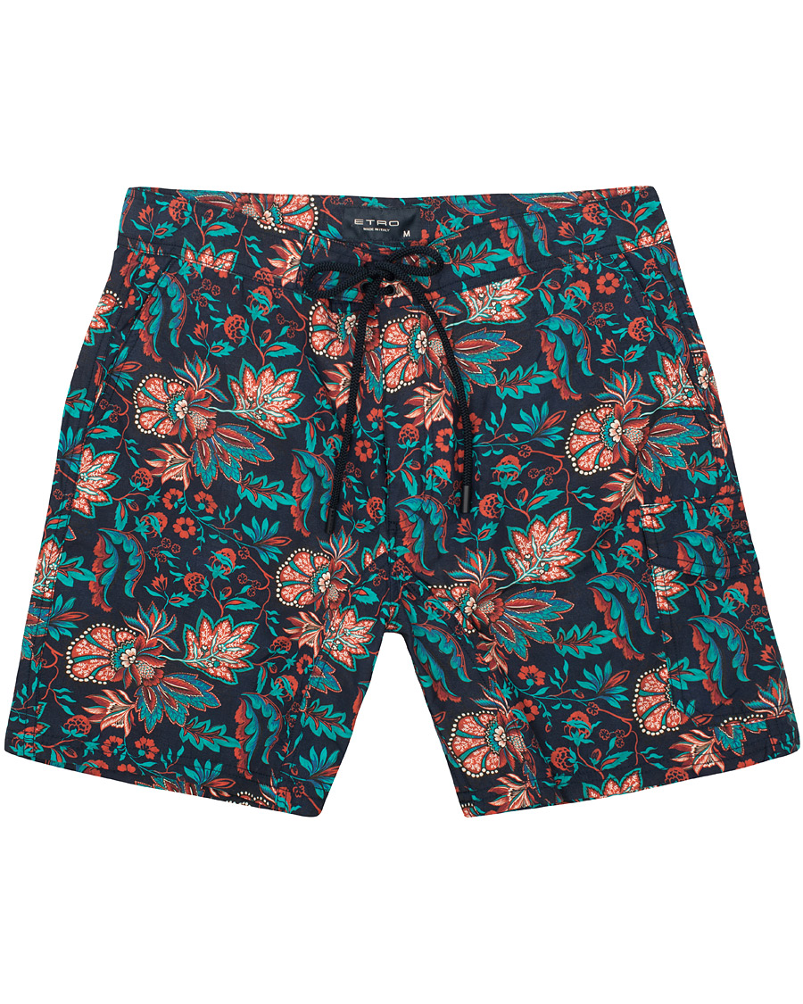 Heren | Zwembroek | Etro | Long Island Flower Swim Trunk Dark Blue