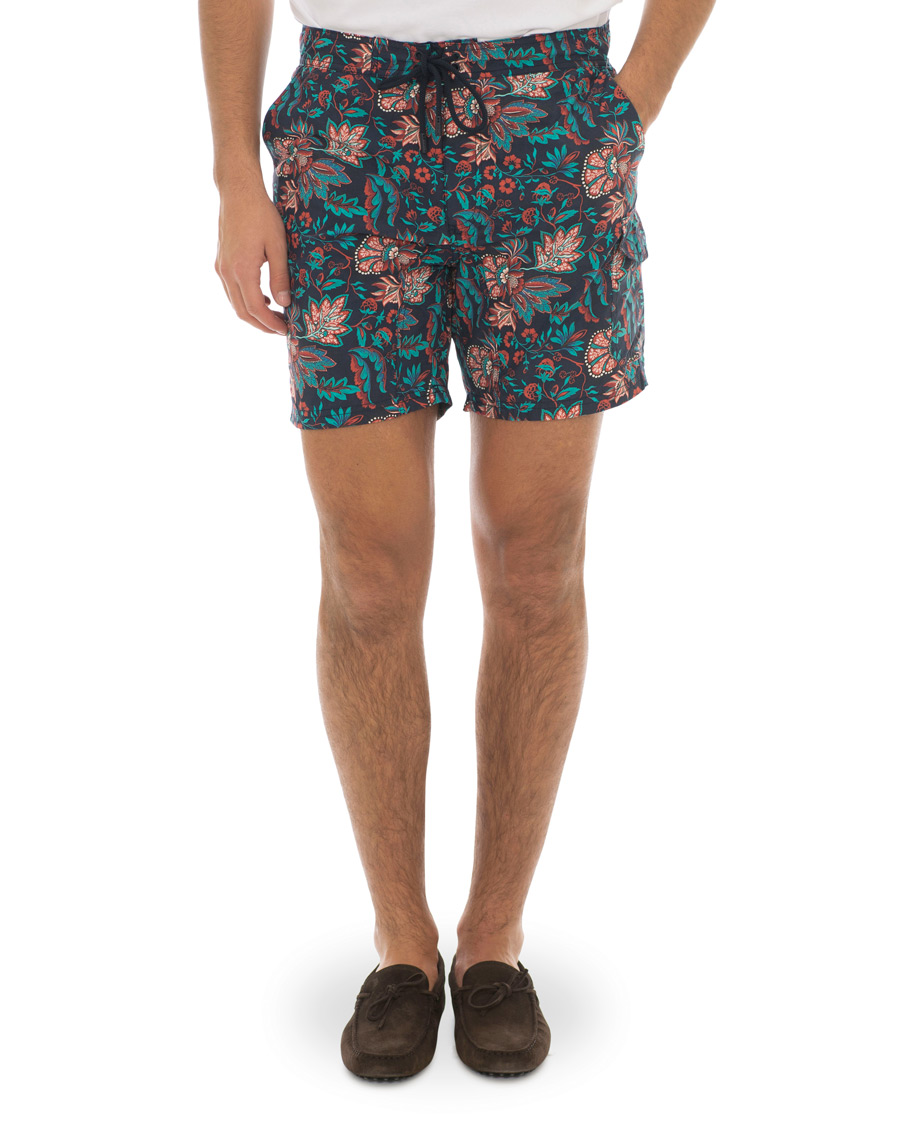 Heren | Zwembroek | Etro | Long Island Flower Swim Trunk Dark Blue