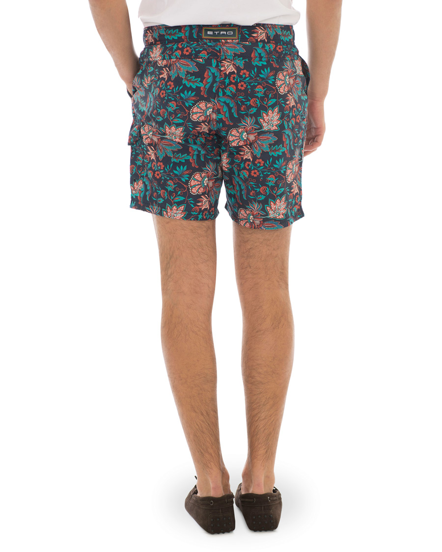Heren | Zwembroek | Etro | Long Island Flower Swim Trunk Dark Blue