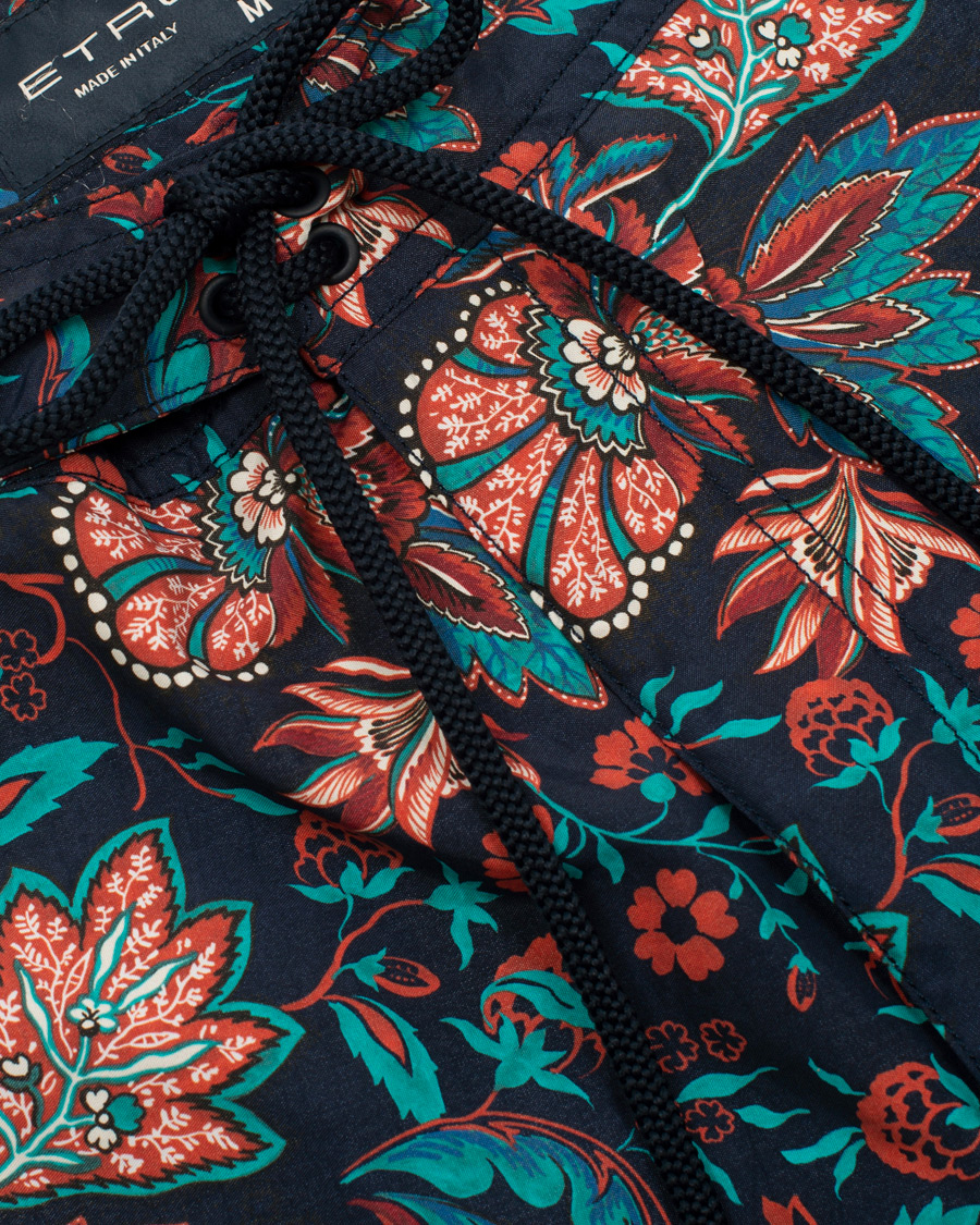 Heren | Zwembroek | Etro | Long Island Flower Swim Trunk Dark Blue