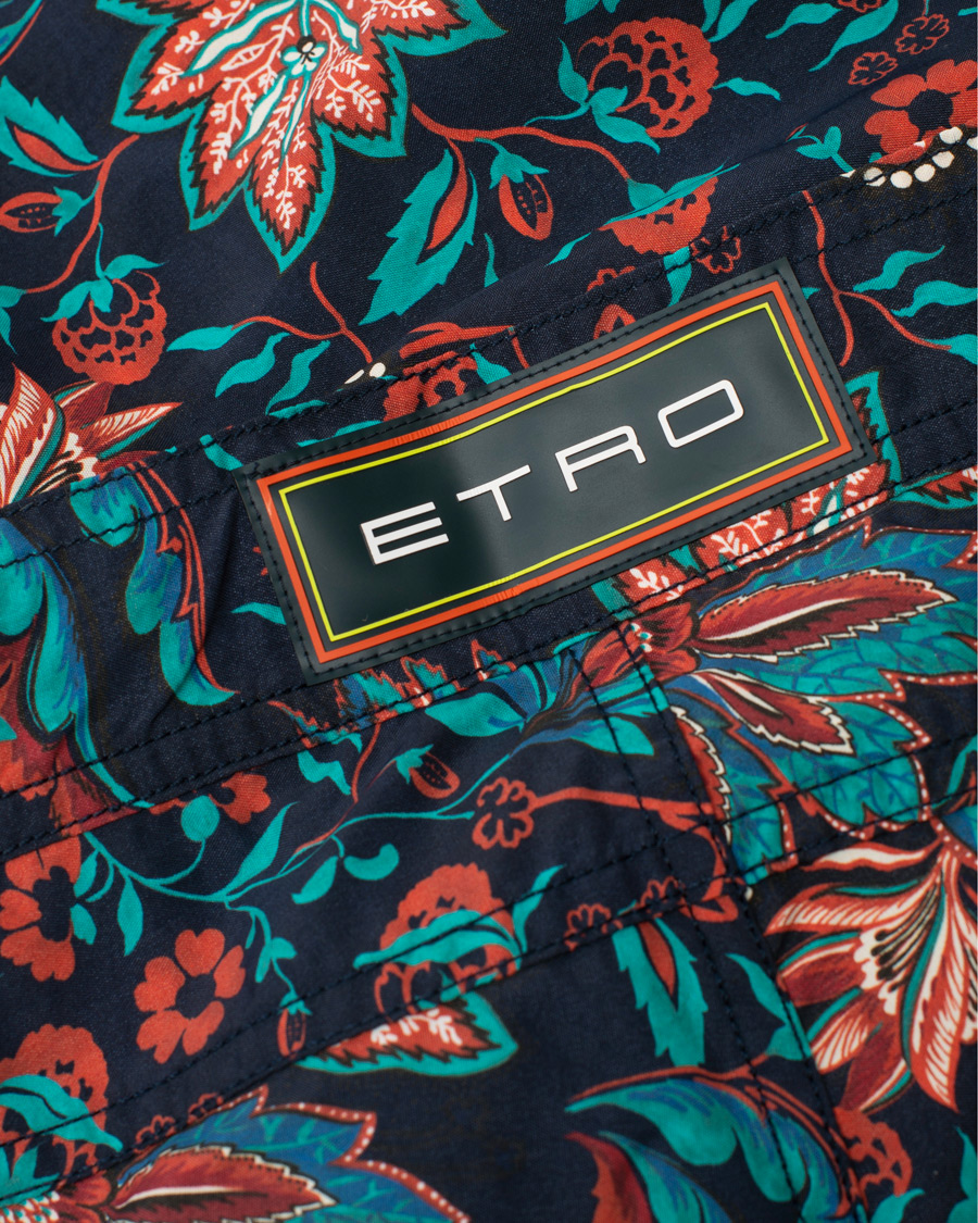 Heren | Zwembroek | Etro | Long Island Flower Swim Trunk Dark Blue