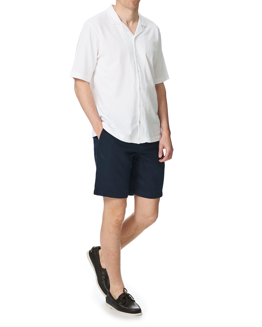Heren | Overhemden | Sunspel | Short Sleeve Pique Shirt White