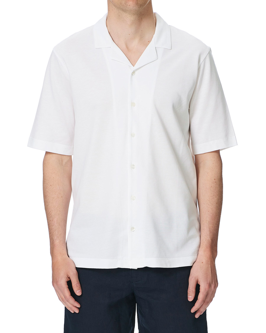 Heren | Overhemden | Sunspel | Short Sleeve Pique Shirt White