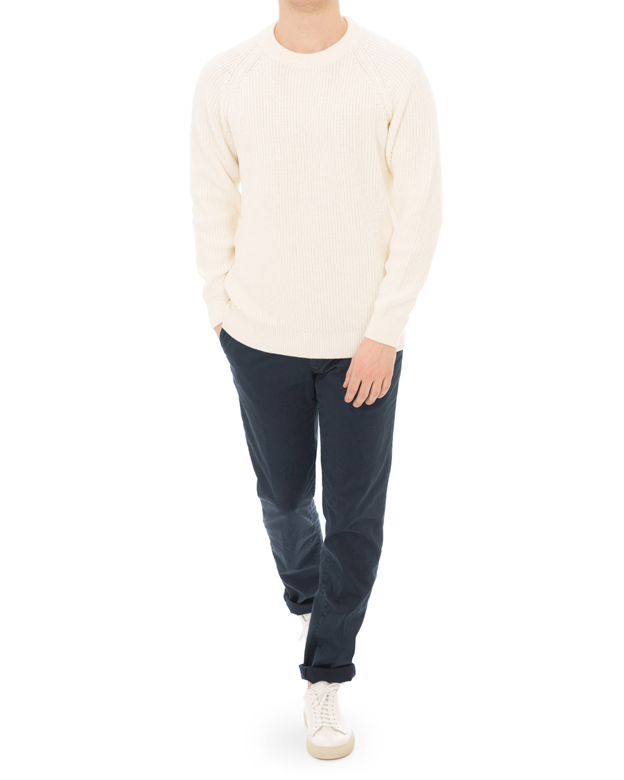 Heren | Truien | Sunspel | Long Sleeve Rib Crew Neck Sweater Off White