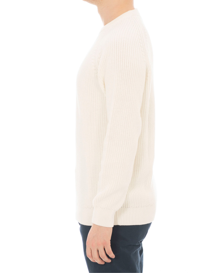 Heren | Truien | Sunspel | Long Sleeve Rib Crew Neck Sweater Off White