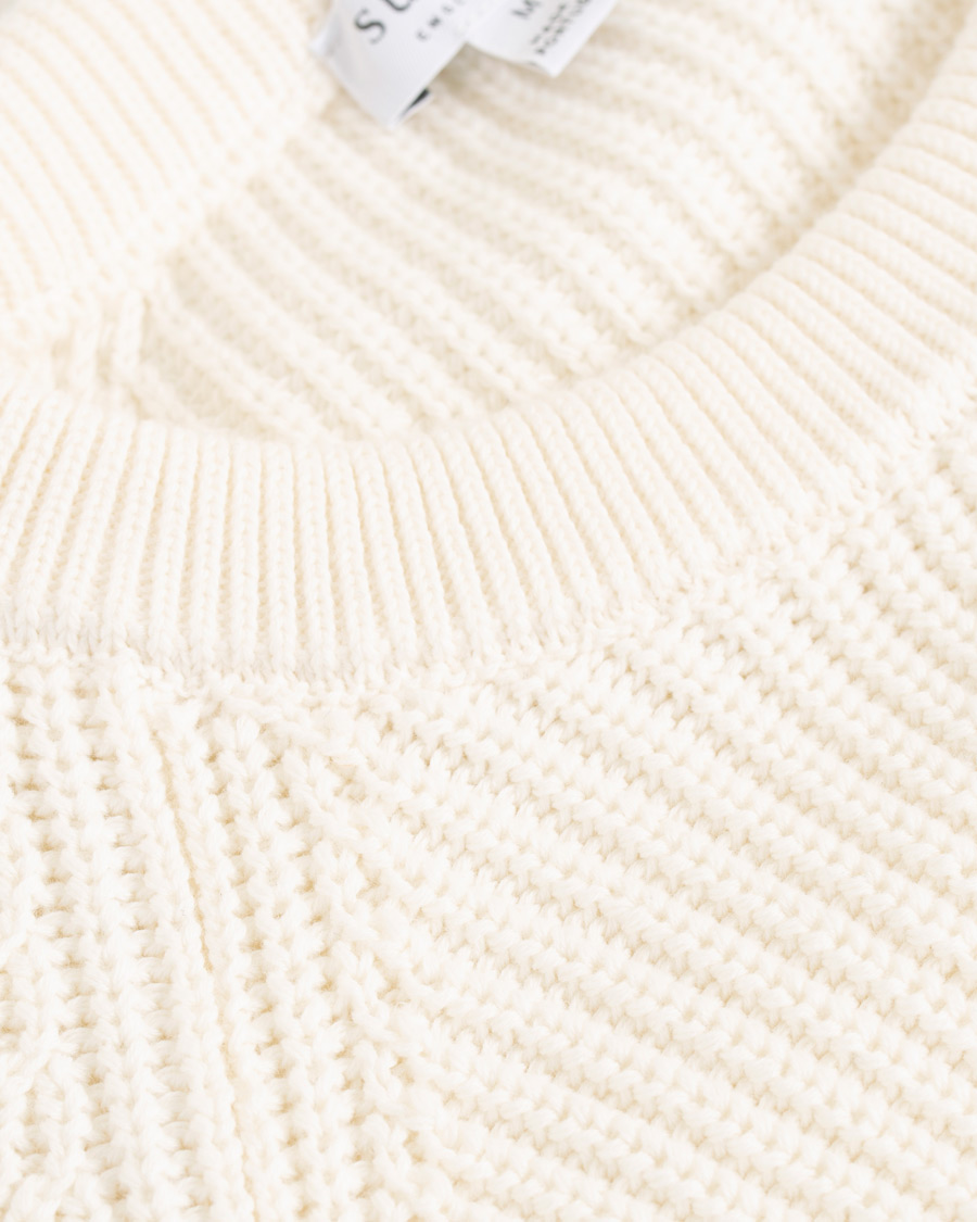 Heren | Truien | Sunspel | Long Sleeve Rib Crew Neck Sweater Off White