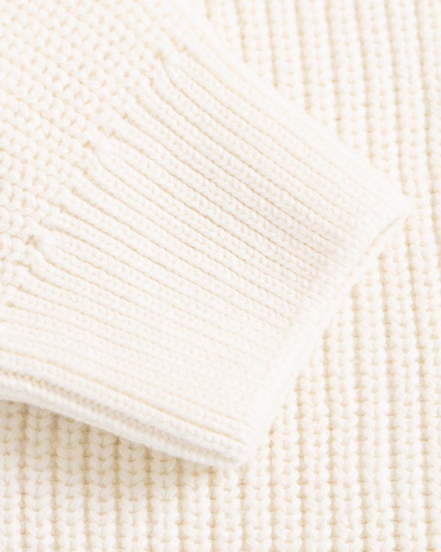 Heren | Truien | Sunspel | Long Sleeve Rib Crew Neck Sweater Off White