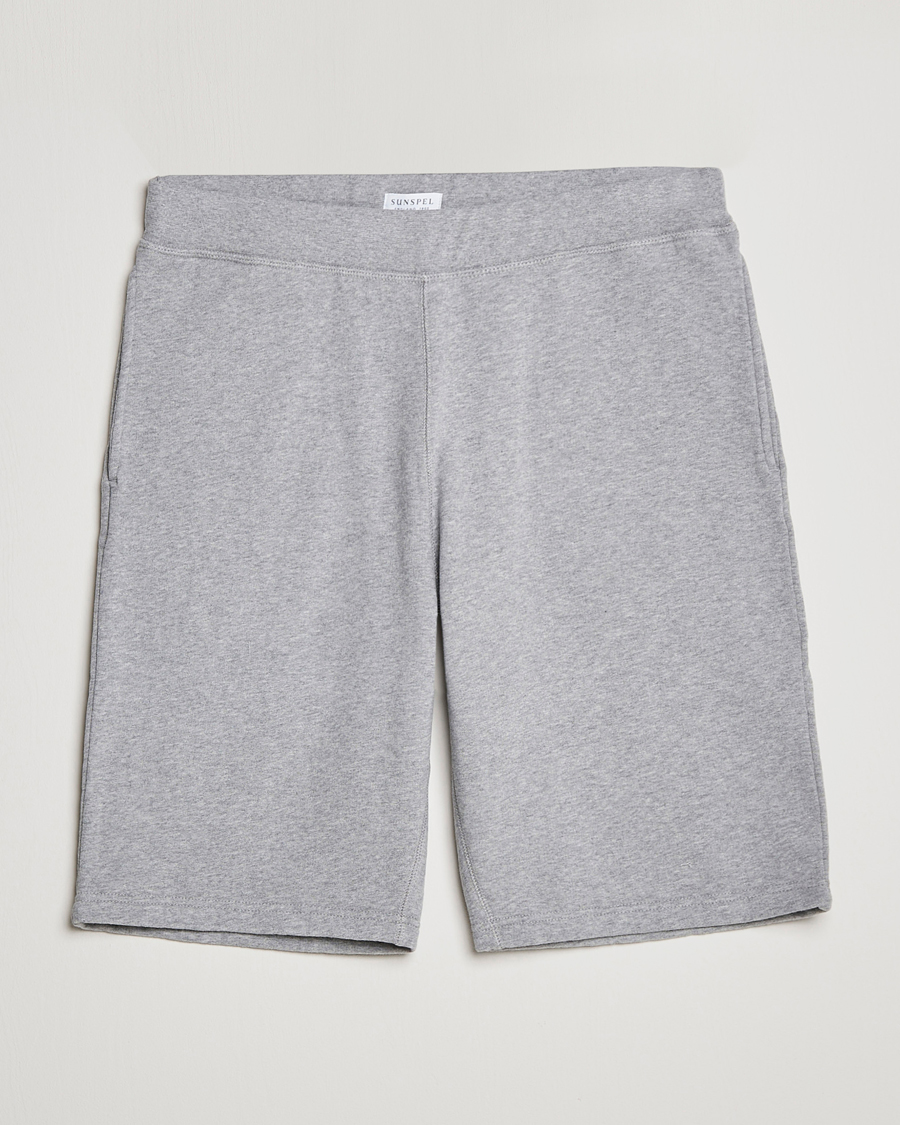 Heren | Sweatshorts | Sunspel | Loopback Shorts Grey Melange