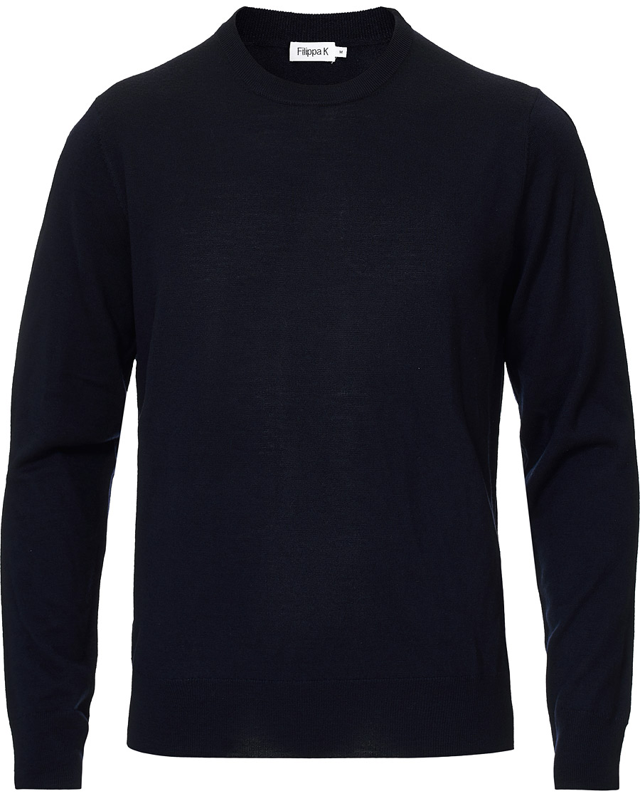 Heren | Truien | Filippa K | Merino Round Neck Sweater Navy