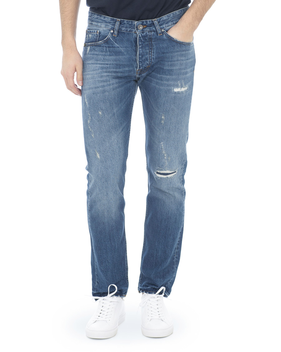 Heren | Jeans | Tiger of Sweden Jeans | Alex Shredded Jeans Medium Blue