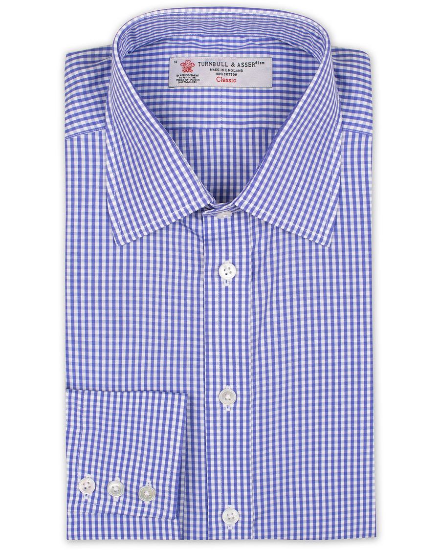 Heren | Overhemden | Turnbull & Asser | Regular Fit Check Poplin Shirt Blue/White