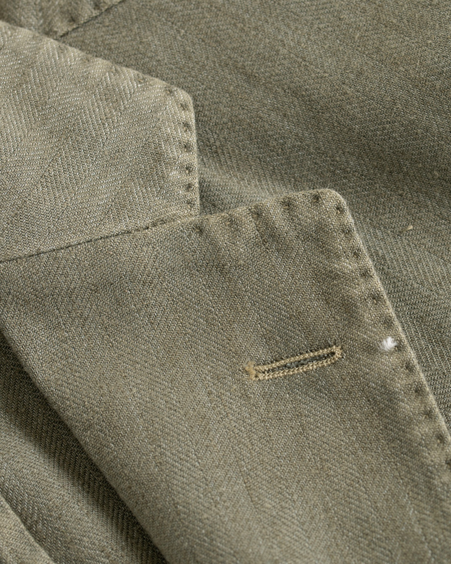 Heren | Blazers | Boglioli | K Jacket Cotton/Linen Herringbone Blazer Green