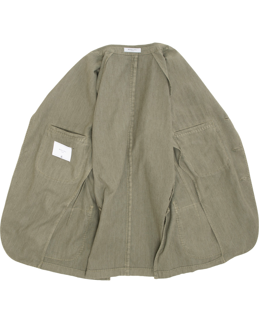 Heren | Blazers | Boglioli | K Jacket Cotton/Linen Herringbone Blazer Green