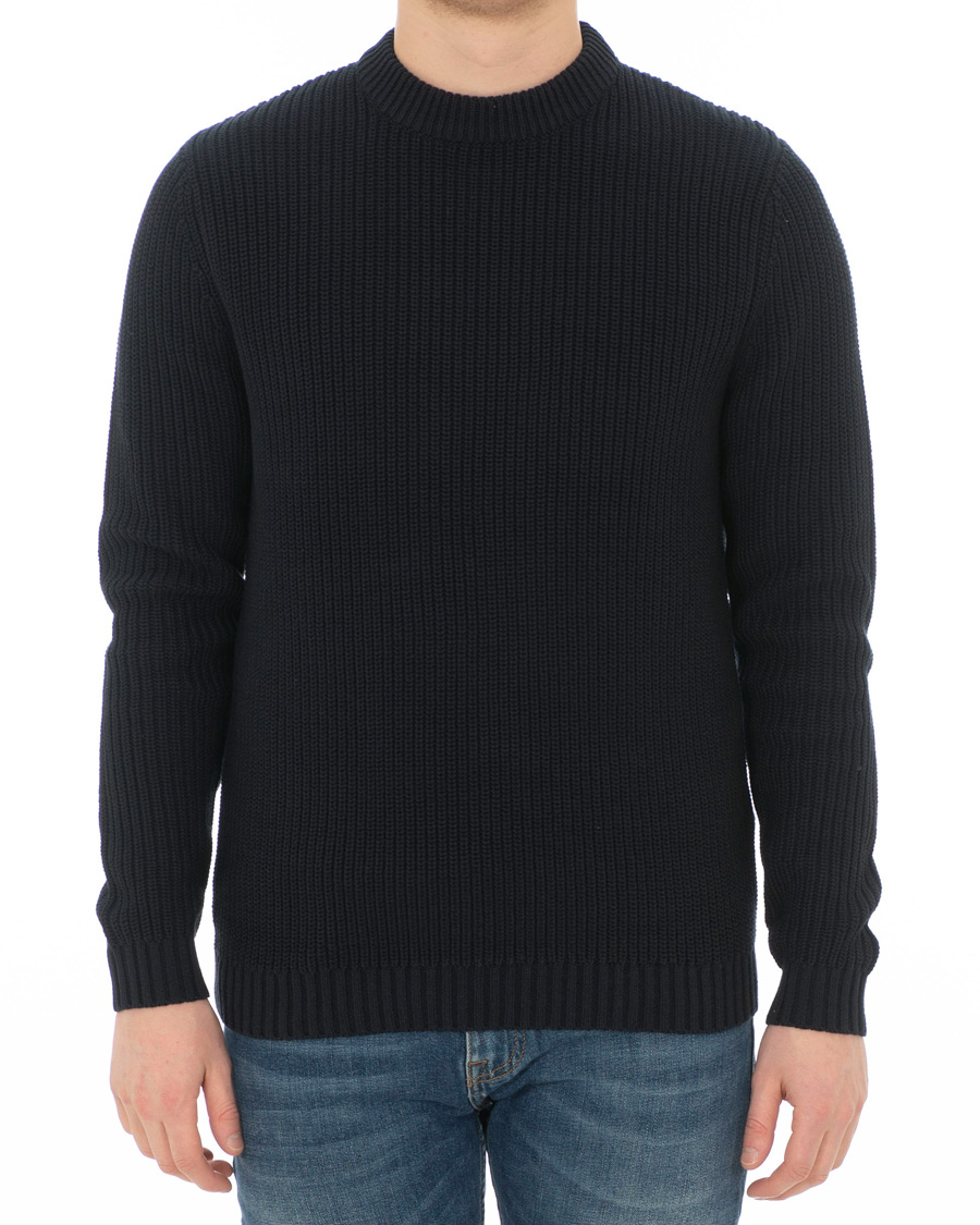 Heren | Truien | Lexington | Herman Ribbed Crew Neck Deep Marine Blue