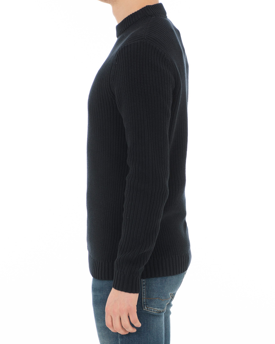 Heren | Truien | Lexington | Herman Ribbed Crew Neck Deep Marine Blue